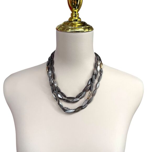 J. Jill Shell Necklace & Bracelet Set Mixed Metal Cluster Mother Pearl Abalone - Picture 6 of 16